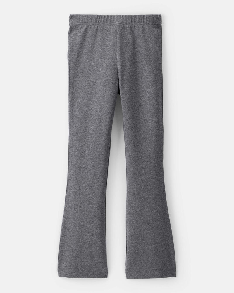 Kid Solid Cotton Flare Stretch Leggings - Grey, image 2 of 4 slides