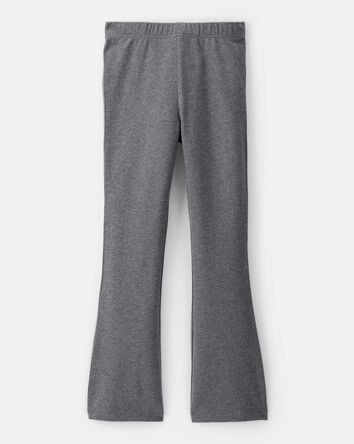 Kid Solid Cotton Flare Stretch Leggings - Grey, 