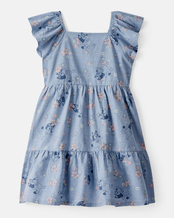 Toddler Bluey Floral Print Denim Dress - Blue, 