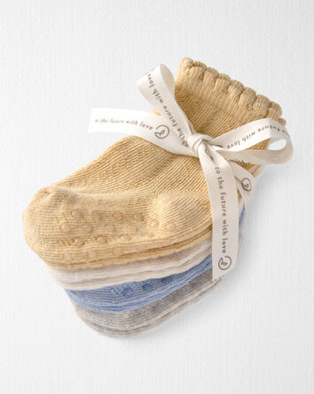 Baby Girl 4-Pack Slip Resistant Socks Made with Organic Cotton, 