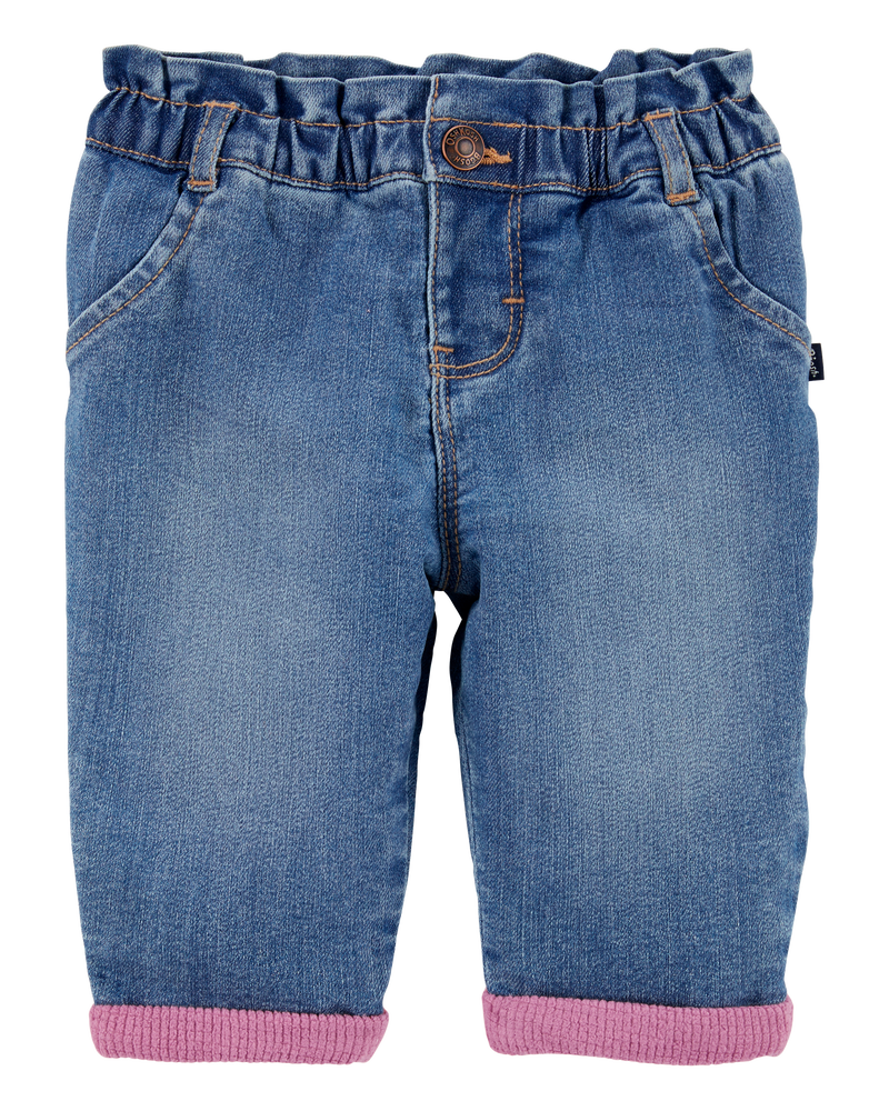 Baby Thermal Lined Jean Pants - Blue, image 1 of 5 slides