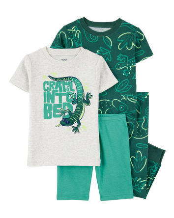 Toddler 4-Piece Lizard Cotton Blend Pajamas - Green, 