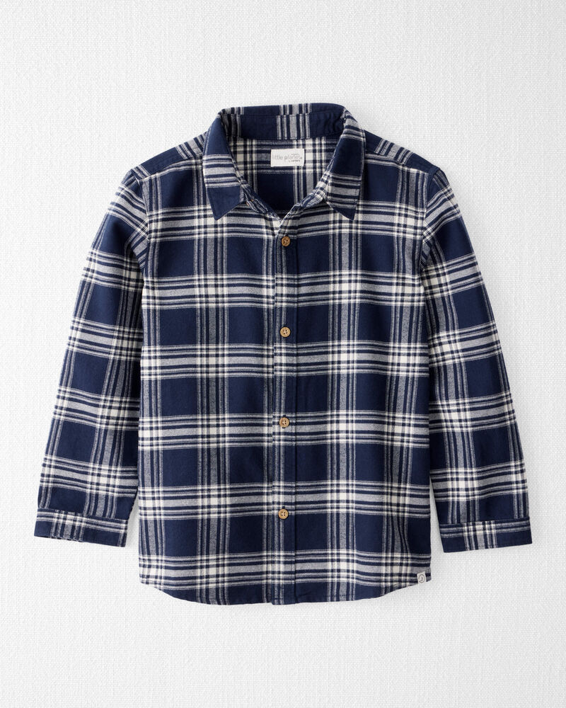 Kid Organic Cotton Button-Front Flannel Shirt, image 1 of 5 slides