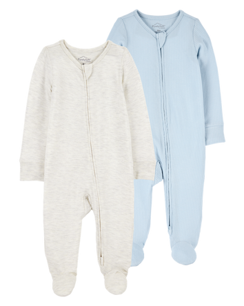 Baby 2-Pack Zip-Up PurelySoft Sleep & Play Pajamas, 