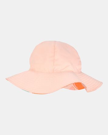 Toddler Girl Orange Fruit Print Reversible Swim Hat - Orange/Peach, 