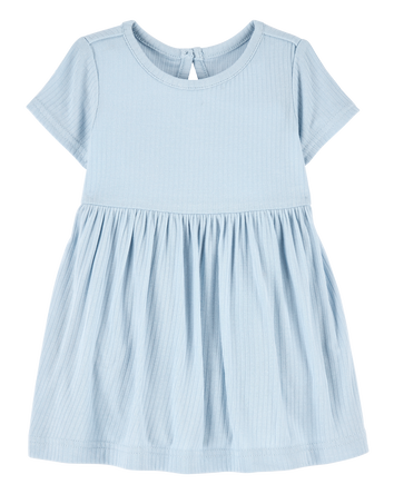 Baby Girl Solid PurelySoft Bodysuit Dress -Blue, 