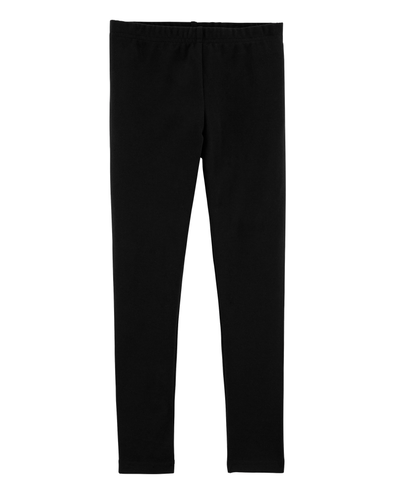 Girls Cotton Stretch Leggings - Black, image 1 of 4 slides