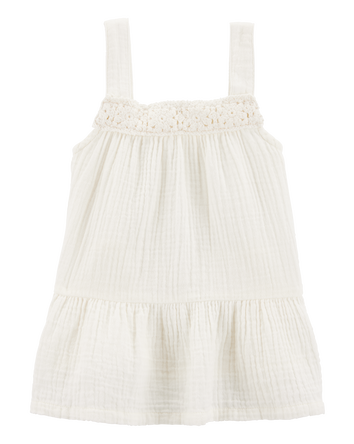 Toddler Gauze Crotchet Knit Tank - Ivory, 