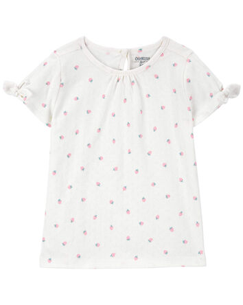 Toddler Strawberry Print Pointelle Top, 