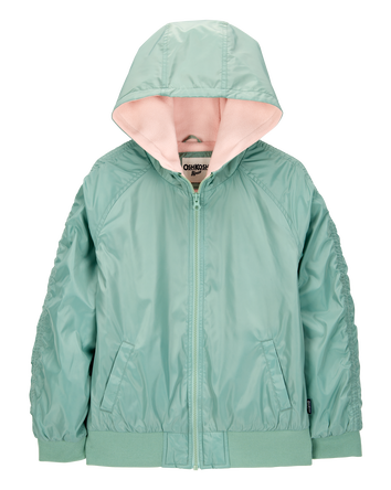 Girls Fleece-Lined Midweight Bomber Jacket - Green, 