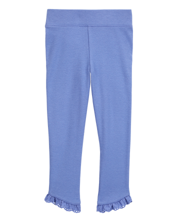 Baby Ribbed Eyelet-Hem Pants - Blue, 