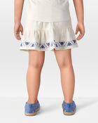 Toddler Floral Embroidered Gauze Skort - Ivory, image 3 of 6 slides