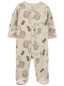 Taupe - Baby Elephant Snap-Up Thermal Sleep & Play Pajamas