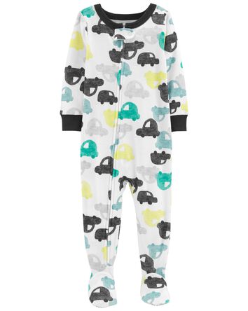 Toddler 1-Piece Cars 100% Snug Fit Cotton Footie Pajamas, 