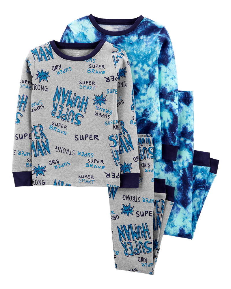 Kid 4-Piece Super Human Tie Dye Pajamas, image 1 of 4 slides