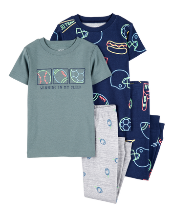 Toddler 4-Piece Sports Cotton Pajamas, 