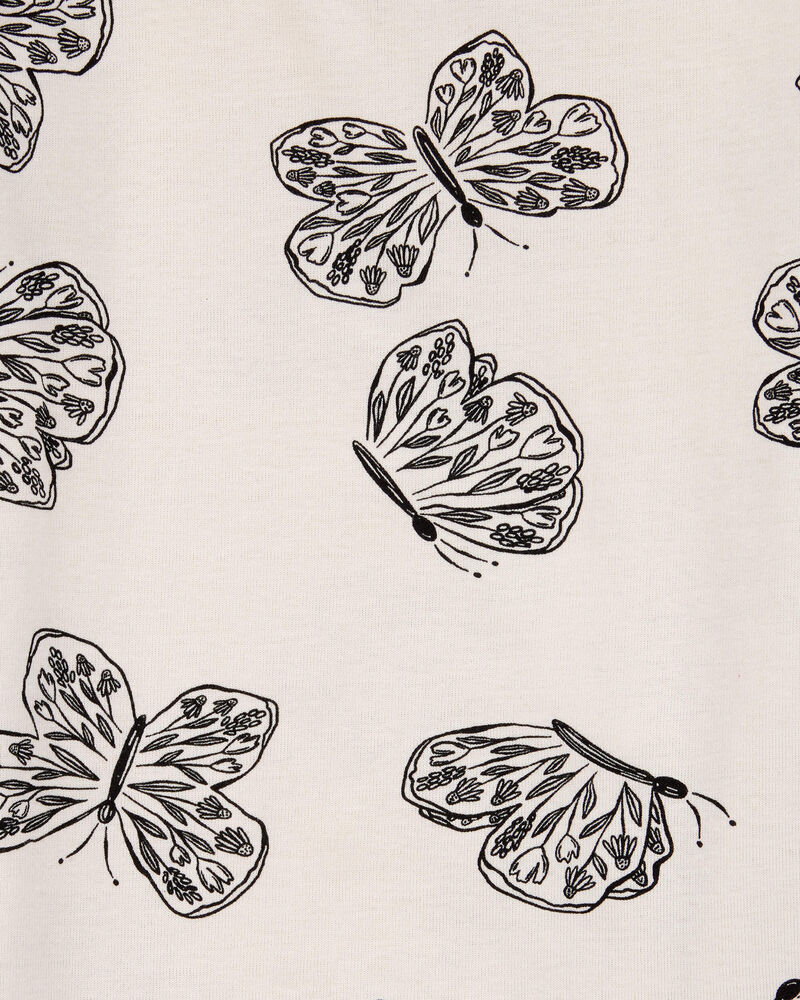 Kid 4-Piece Butterfly 100% Snug Fit Cotton Pajamas - Black/White, image 3 of 4 slides