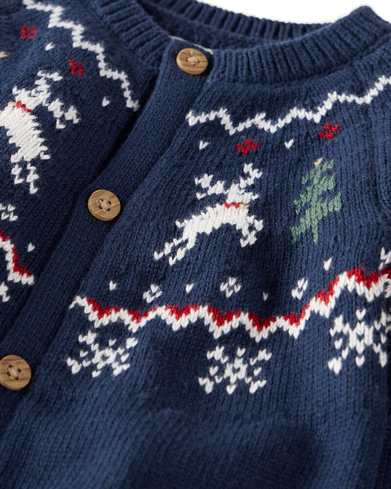 Baby Organic Cotton Fair Isle Sweater Knit Jumpsuit, image 2 of 5 slides