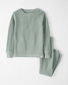 Toddler Organic Cotton Waffle Knit Pajamas Set - Sage Pond, image 1 of 4 slides