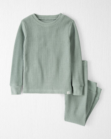 Toddler Organic Cotton Waffle Knit Pajamas Set - Sage Pond, 