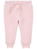 Pink - Baby Quilted Double Knit Joggers