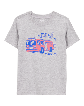 Toddler Firetruck Short-Sleeve Graphic Tee - Grey, 
