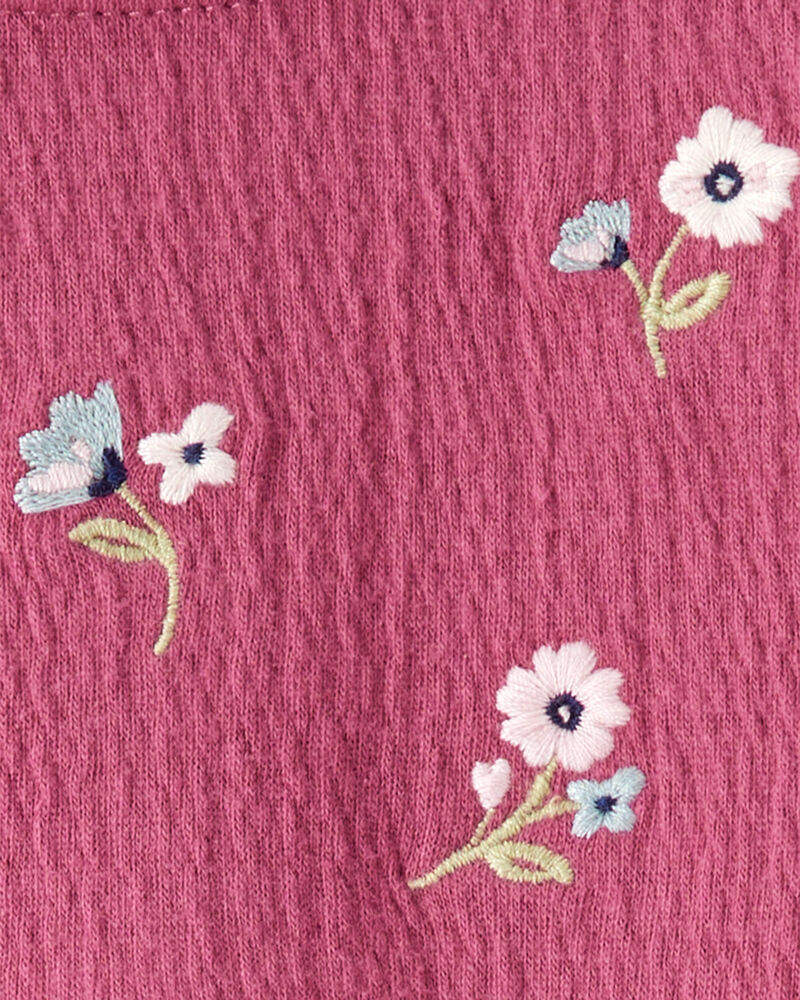 Baby Embroidered Floral Bodysuit Dress - Pink, image 4 of 5 slides