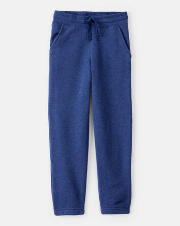 Boys Solid Fleece Drawstring Joggers - Blue, 