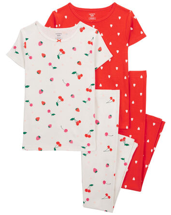 Kid 4-Piece Cherry 100% Snug Fit Cotton Pajamas, 