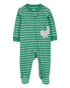 Baby Boy Striped Walrus 2-Way Zip Sleep & Play Pajamas, image 1 of 3 slides