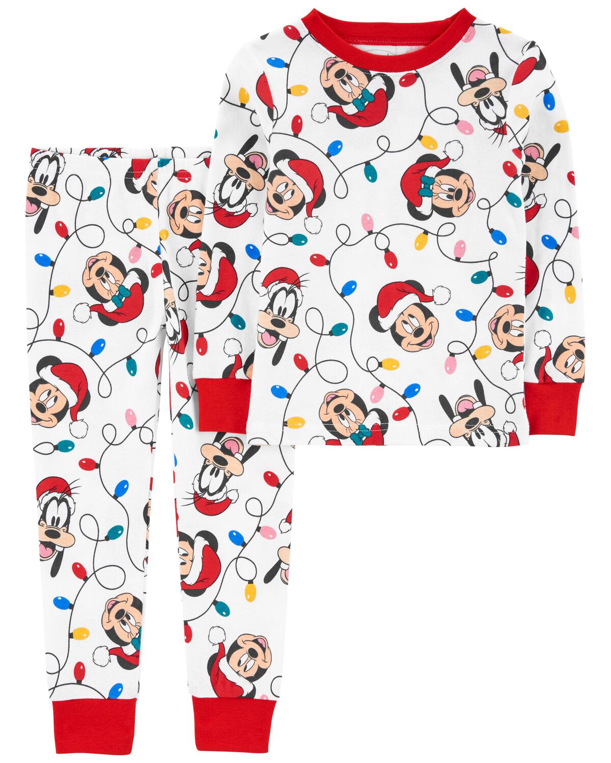 White/Red Baby 2Piece Mickey Mouse Christmas 100 Snug Fit Cotton PJs