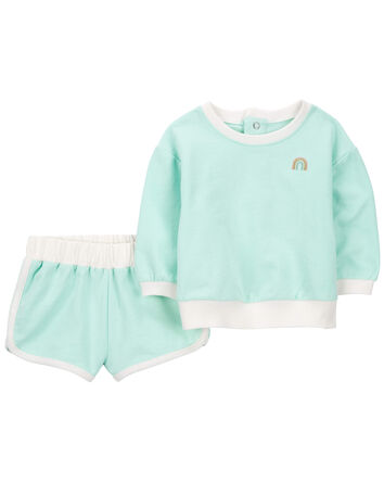 Baby 2-Piece Rainbow Sweatshirt & Short Set, 