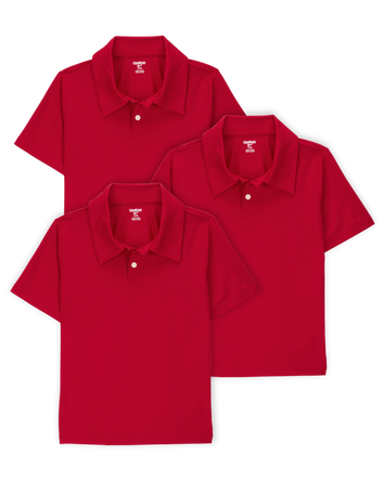 Kid 3-Pack Active Uniform Polo Shirts in Moisture Wicking BeCool™ Fabric - Red, 