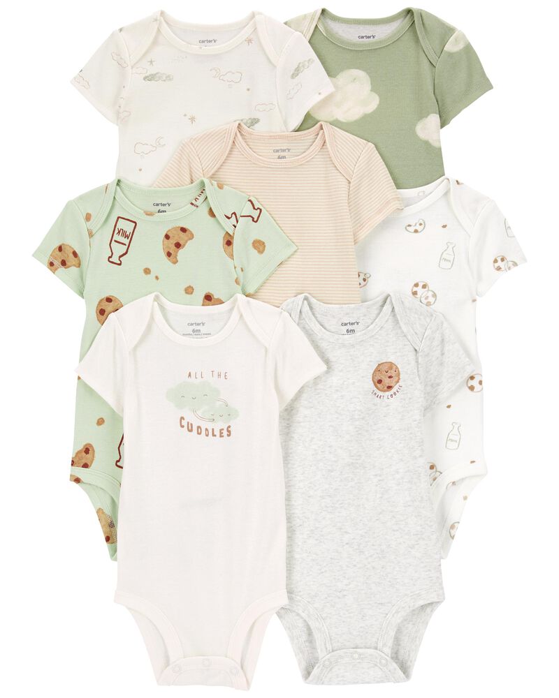 Baby 7-Pack Milk & Cookies Short-Sleeve Bodysuits, image 1 of 10 slides