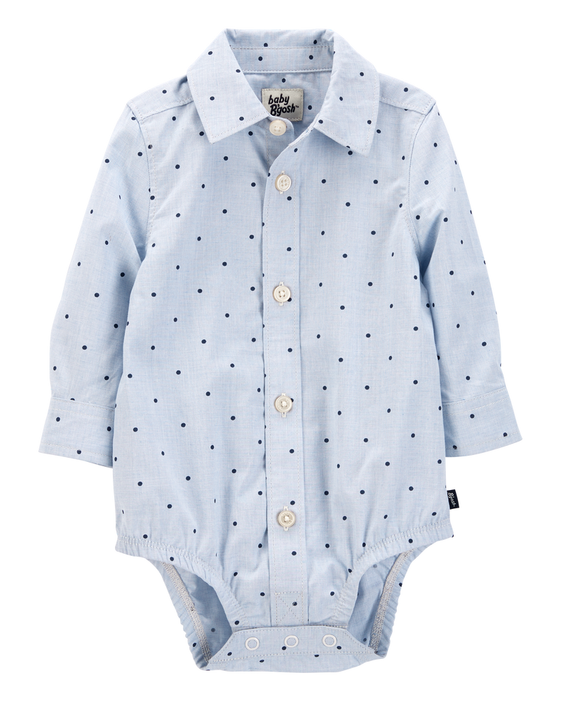 Baby Polka Dot Button-Front Bodysuit, image 1 of 4 slides