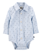 Baby Polka Dot Button-Front Bodysuit, image 1 of 4 slides