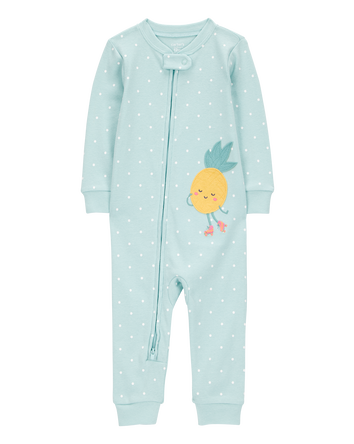 Baby Girl 1-Piece Pineapple 100% Snug Fit Cotton Footless Pajamas - Green, 
