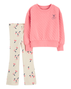 Toddler 2-Piece Cherry Doubleknit Pullover & Flare Legging Set, image 1 of 4 slides