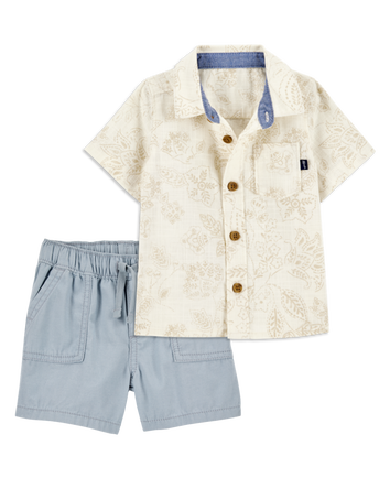 Baby 2-Piece Tropical Paisley Top & Trail Shorts Set, 