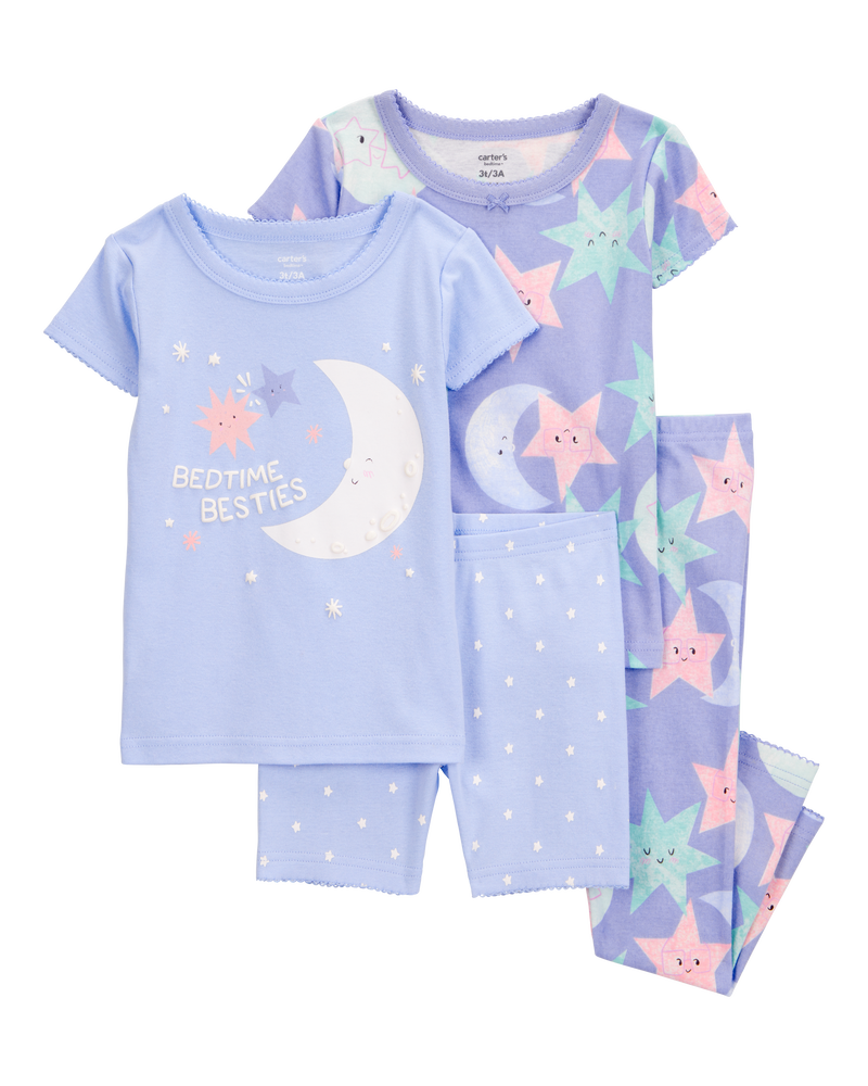 Baby 4-Piece Moon 100% Snug Fit Cotton Pajamas - Purple, image 1 of 4 slides