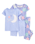 Baby 4-Piece Moon 100% Snug Fit Cotton Pajamas - Purple, image 1 of 4 slides