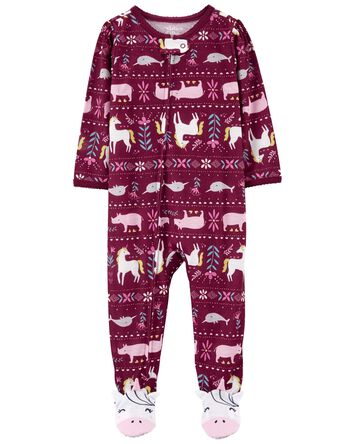 Toddler 1-Piece Unicorn Loose Fit Footie Pajamas, 