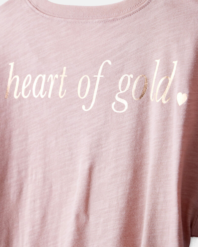 Girls Heart of Gold Cotton Short-Sleeve Graphic Tee - Pink, image 3 of 5 slides