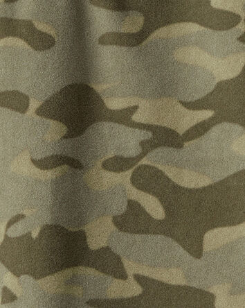 Boys Camouflage Microfleece Quarter-Zip Pullover - Green, 