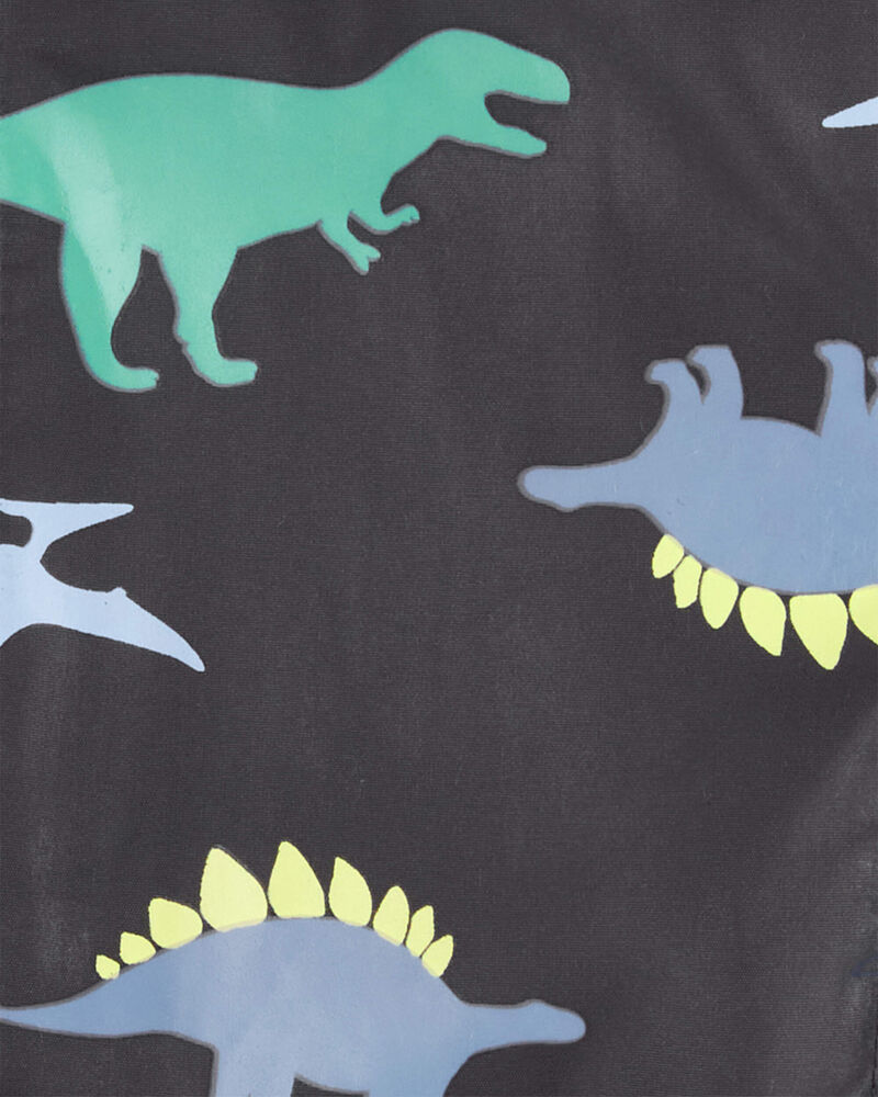Toddler Dinosaur Color Changing Rain Jacket - Grey, image 5 of 6 slides