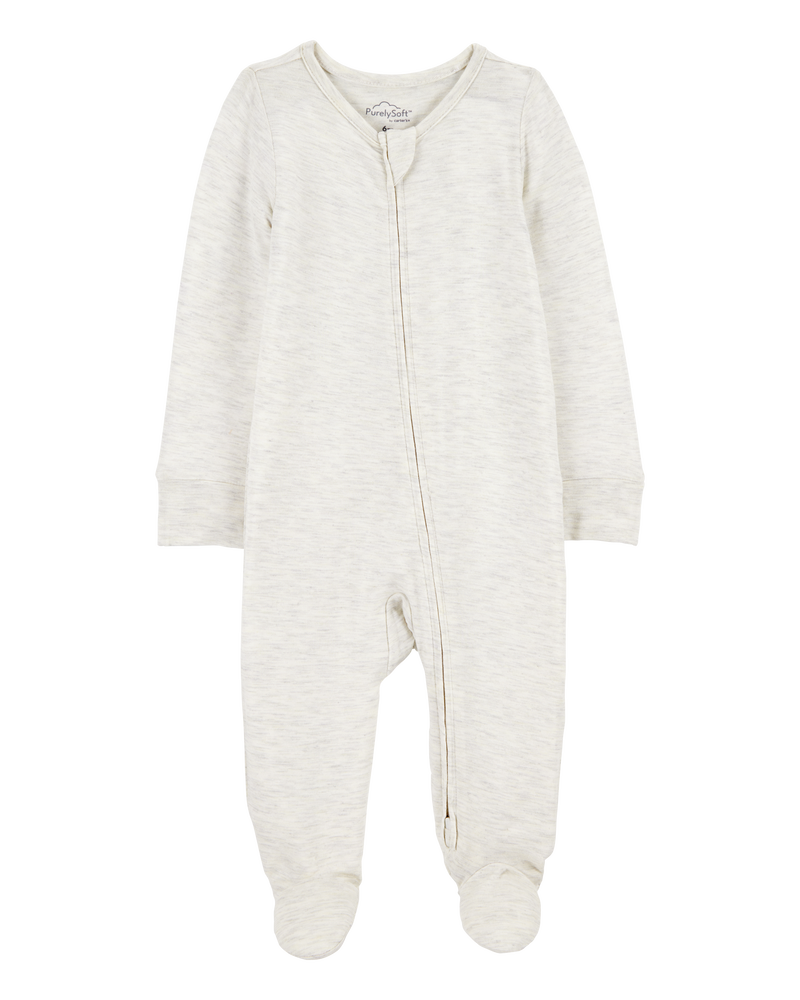 Baby Solid 2-Way Zip PurelySoft Sleep & Play Pajamas - Grey, image 1 of 6 slides