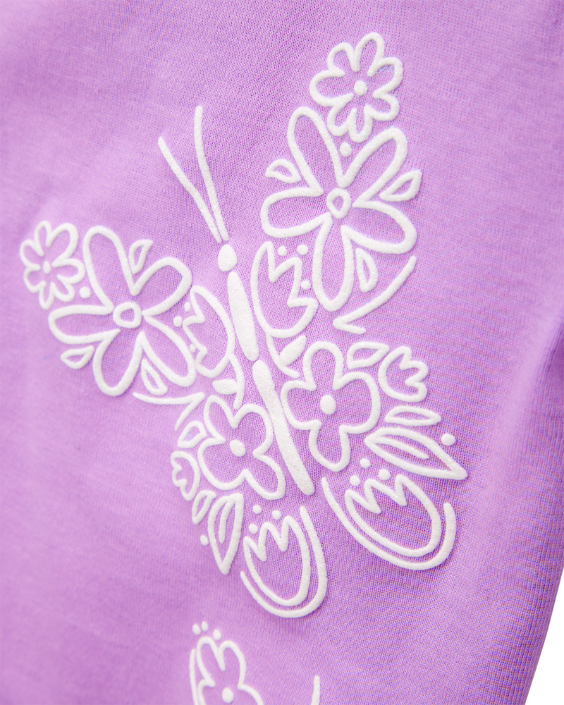 Kid 4-Piece Floral Butterfly Cotton Pajamas, image 2 of 7 slides