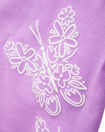 Kid 4-Piece Floral Butterfly Cotton Pajamas, 