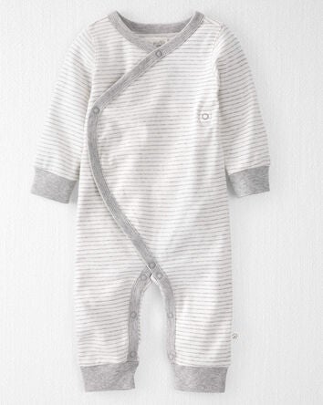 Baby Organic Cotton Wrap Sleep & Play Pajamas in Stripes, 