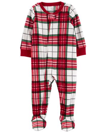 1-Piece  Plaid Fleece Footie Pajamas
, 